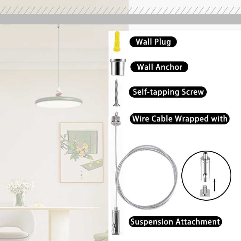 Aquarium Light - Zeshoekige ophangsysteemkit voor lichtarmatuur, plafondophangdraadkabelset, 3,3