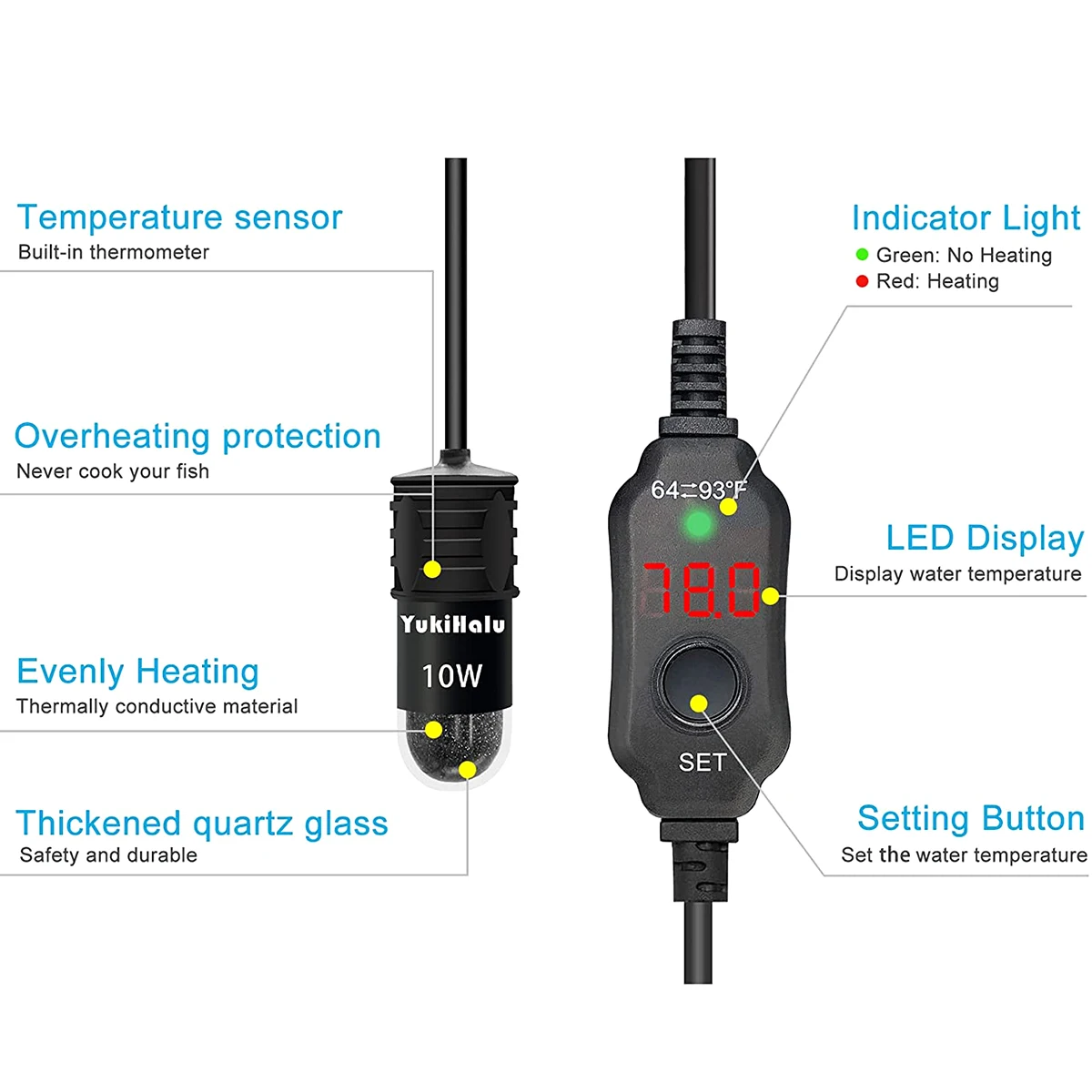 10W verstelbare aquariumverwar - Fish Tank Heater recensie en prijs